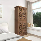 Meuble de cuisine Okak, armoire haute avec 4 étagères intérieures réglables et 4 portes, buffet polyvalent pour salon et salle à manger