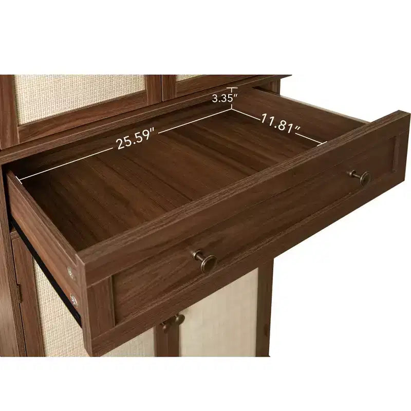Meuble de cuisine Okak, armoire haute avec 4 étagères intérieures réglables et 4 portes, buffet polyvalent pour salon et salle à manger