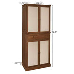 Meuble de cuisine Okak, armoire haute avec 4 étagères intérieures réglables et 4 portes, buffet polyvalent pour salon et salle à manger