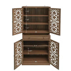 Meuble de cuisine Okak, armoire haute avec 4 étagères intérieures réglables et 4 portes, buffet polyvalent pour salon et salle à manger