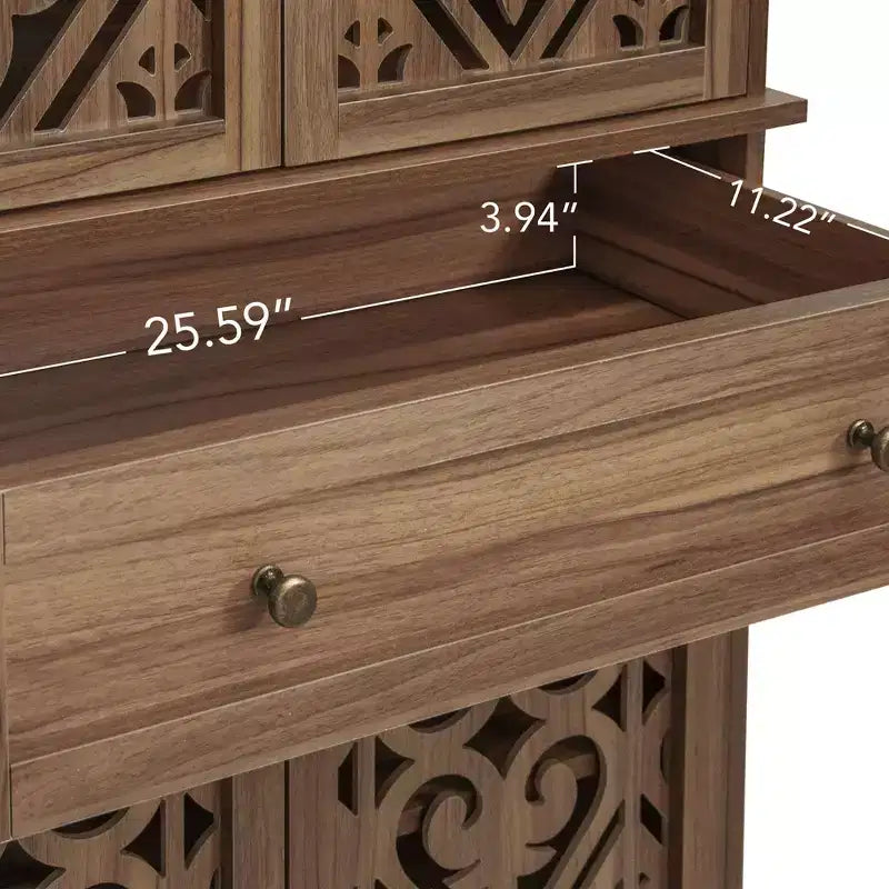 Meuble de cuisine Okak, armoire haute avec 4 étagères intérieures réglables et 4 portes, buffet polyvalent pour salon et salle à manger