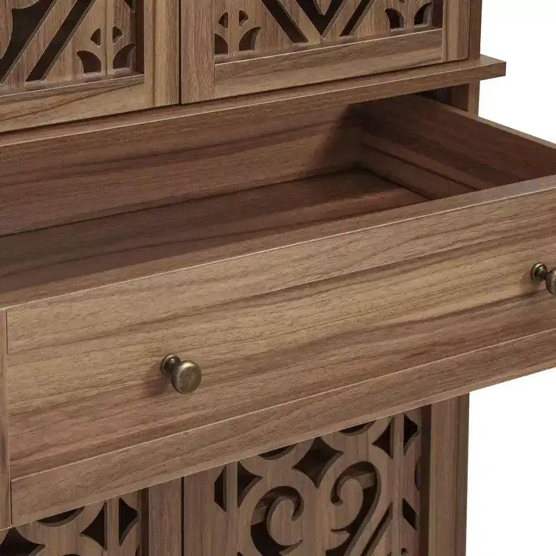 Meuble de cuisine Okak, armoire haute avec 4 étagères intérieures réglables et 4 portes, buffet polyvalent pour salon et salle à manger
