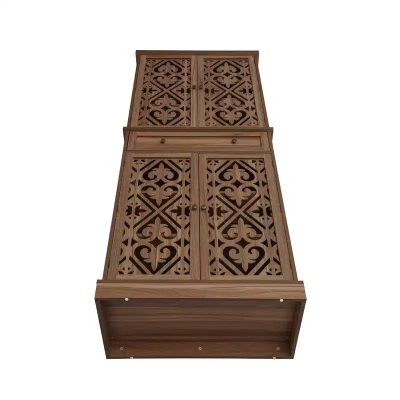 Meuble de cuisine Okak, armoire haute avec 4 étagères intérieures réglables et 4 portes, buffet polyvalent pour salon et salle à manger