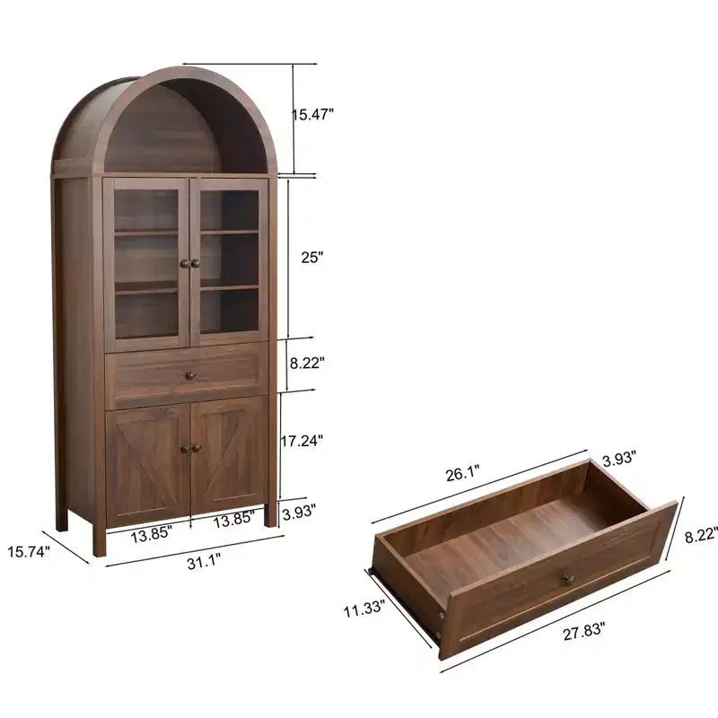 Meuble de cuisine Okak Dome, Armoire haute avec tiroir et 4 portes, Buffet polyvalent pour salon et salle à manger