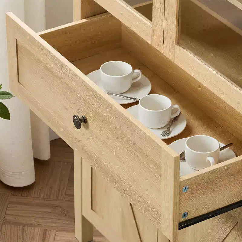 Meuble de cuisine Okak Dome, Armoire haute avec tiroir et 4 portes, Buffet polyvalent pour salon et salle à manger