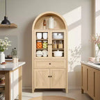 Meuble de cuisine Okak Dome, Armoire haute avec tiroir et 4 portes, Buffet polyvalent pour salon et salle à manger