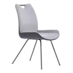 Armen Living,Coronado Contemporary Dining Chair in Grey Powder Coated Finish and Pewter Fabric - Set of 2