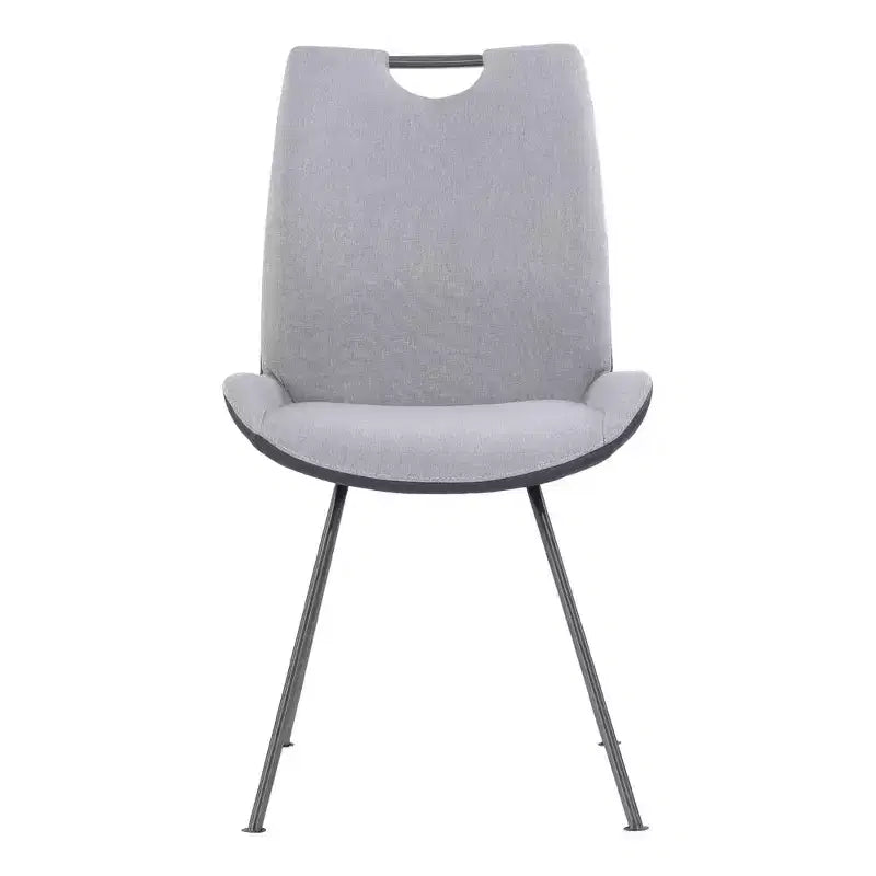 Armen Living, Chaise de salle à manger contemporaine Coronado en finition gris poudré et tissu étain - Lot de 2