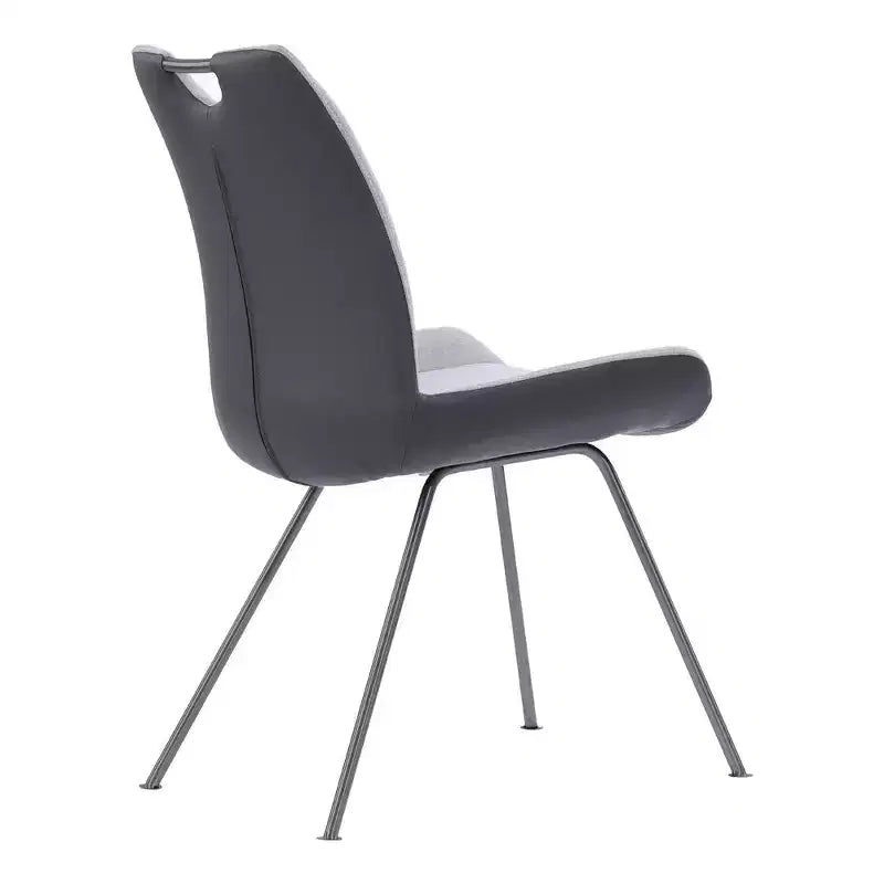 Armen Living, Chaise de salle à manger contemporaine Coronado en finition gris poudré et tissu étain - Lot de 2