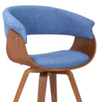 Armen Living, Chaise mi-siècle Summer en tissu bleu avec fini en bois de noyer