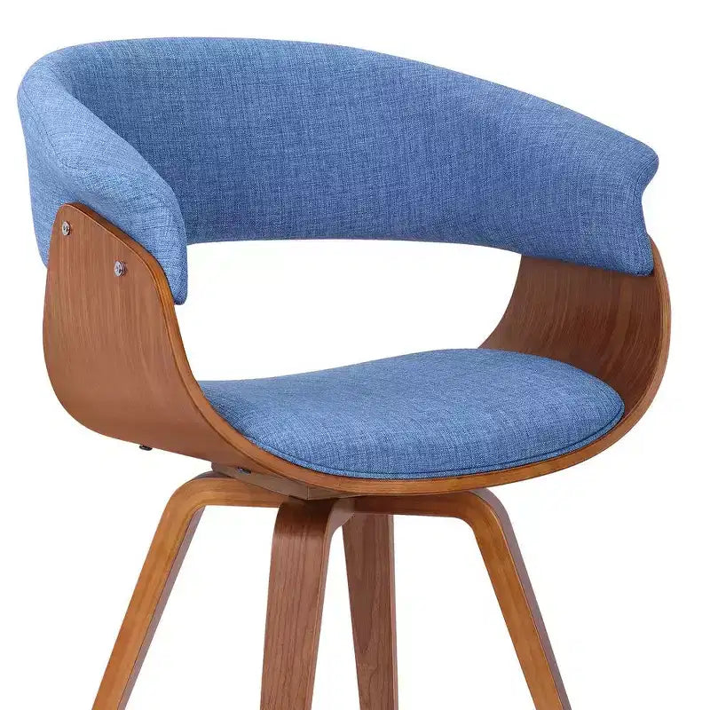 Armen Living, Chaise mi-siècle Summer en tissu bleu avec fini en bois de noyer