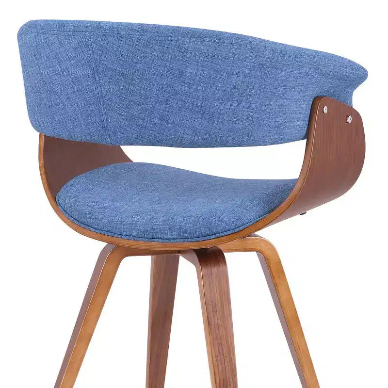 Armen Living, Chaise mi-siècle Summer en tissu bleu avec fini en bois de noyer