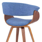 Armen Living, Chaise mi-siècle Summer en tissu bleu avec fini en bois de noyer