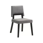 Armen Living, Chaise de salle à manger en bois Channell, finition noire et tissu anthracite - Lot de 2