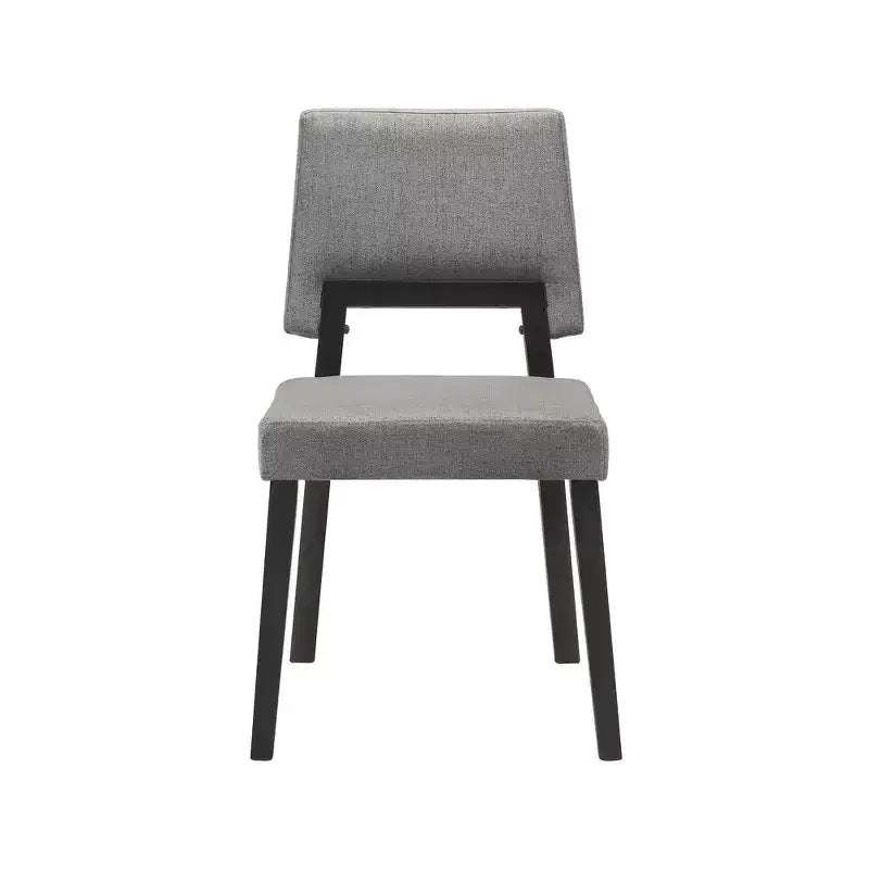 Armen Living, Chaise de salle à manger en bois Channell, finition noire et tissu anthracite - Lot de 2