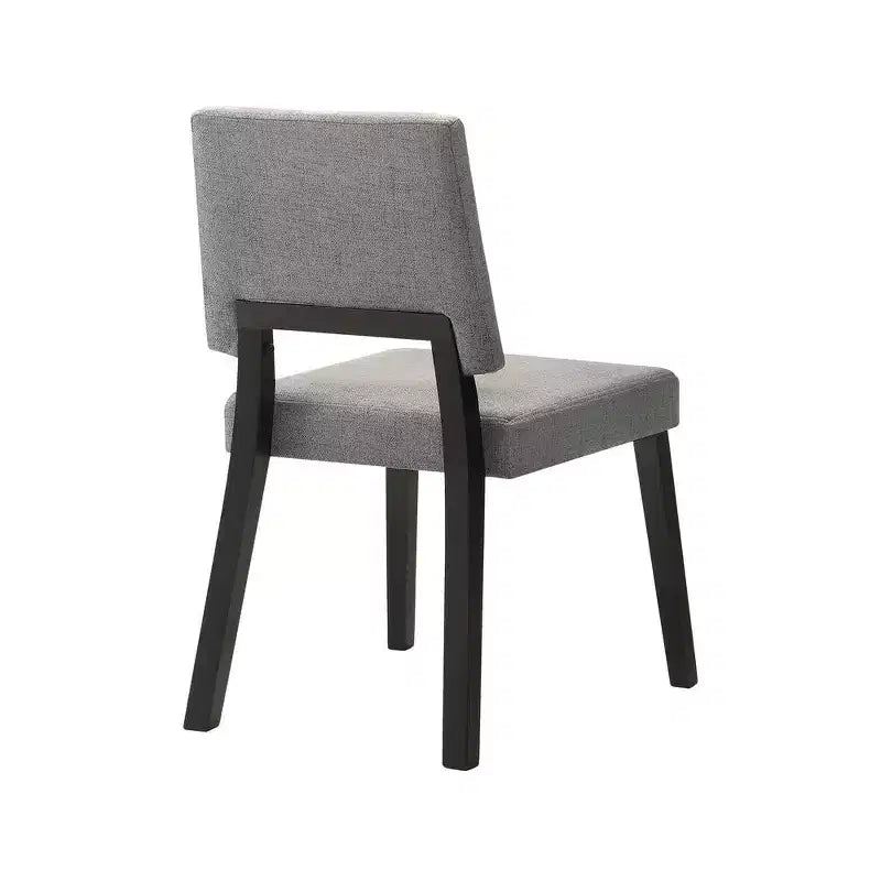 Armen Living, Chaise de salle à manger en bois Channell, finition noire et tissu anthracite - Lot de 2