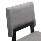 Armen Living, Chaise de salle à manger en bois Channell, finition noire et tissu anthracite - Lot de 2