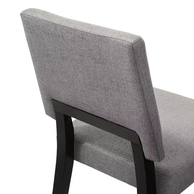 Armen Living, Chaise de salle à manger en bois Channell, finition noire et tissu anthracite - Lot de 2