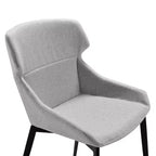 Armen Living, Chaise de salle à manger moderne Kenna au fini noir mat et tissu gris - Ensemble de 2