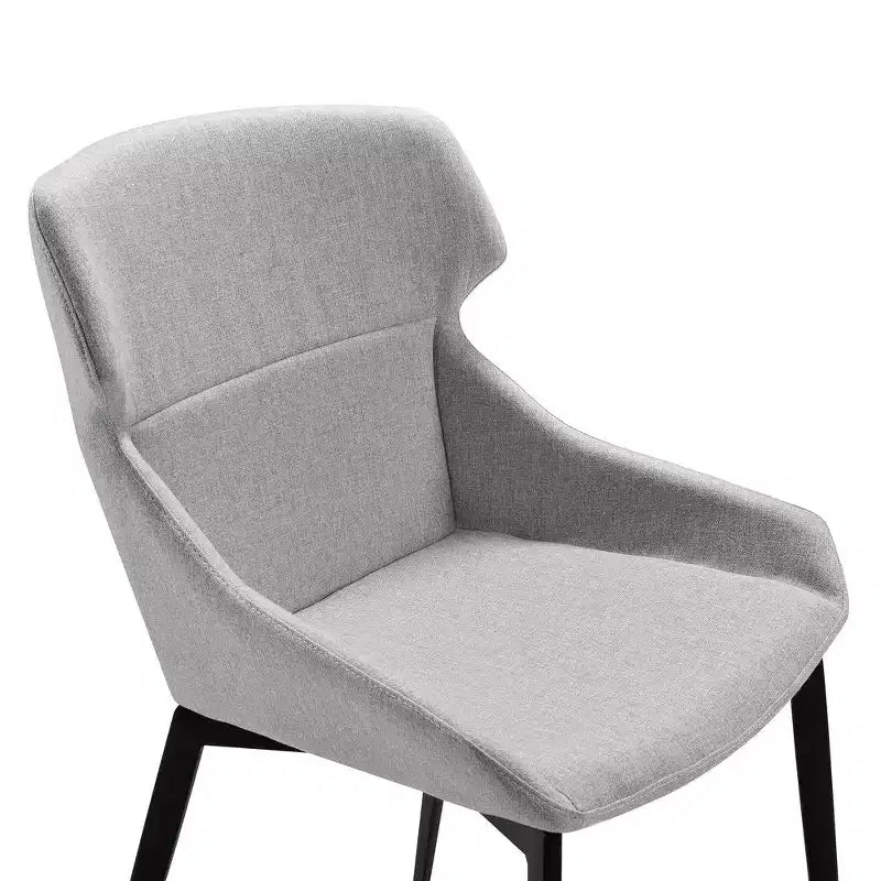 Armen Living, Chaise de salle à manger moderne Kenna au fini noir mat et tissu gris - Ensemble de 2