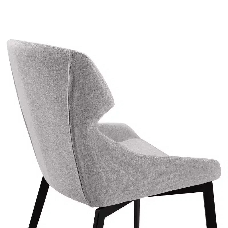 Armen Living, Chaise de salle à manger moderne Kenna au fini noir mat et tissu gris - Ensemble de 2