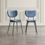 Jofran, Chaise de salle à manger capitonnée en similicuir, dossier fendu, style contemporain-moderne (lot de 2)