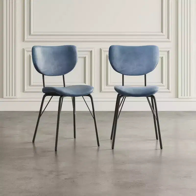 Jofran, Chaise de salle à manger capitonnée en similicuir, dossier fendu, style contemporain-moderne (lot de 2)