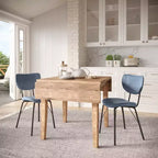 Jofran, Chaise de salle à manger capitonnée en similicuir, dossier fendu, style contemporain-moderne (lot de 2)