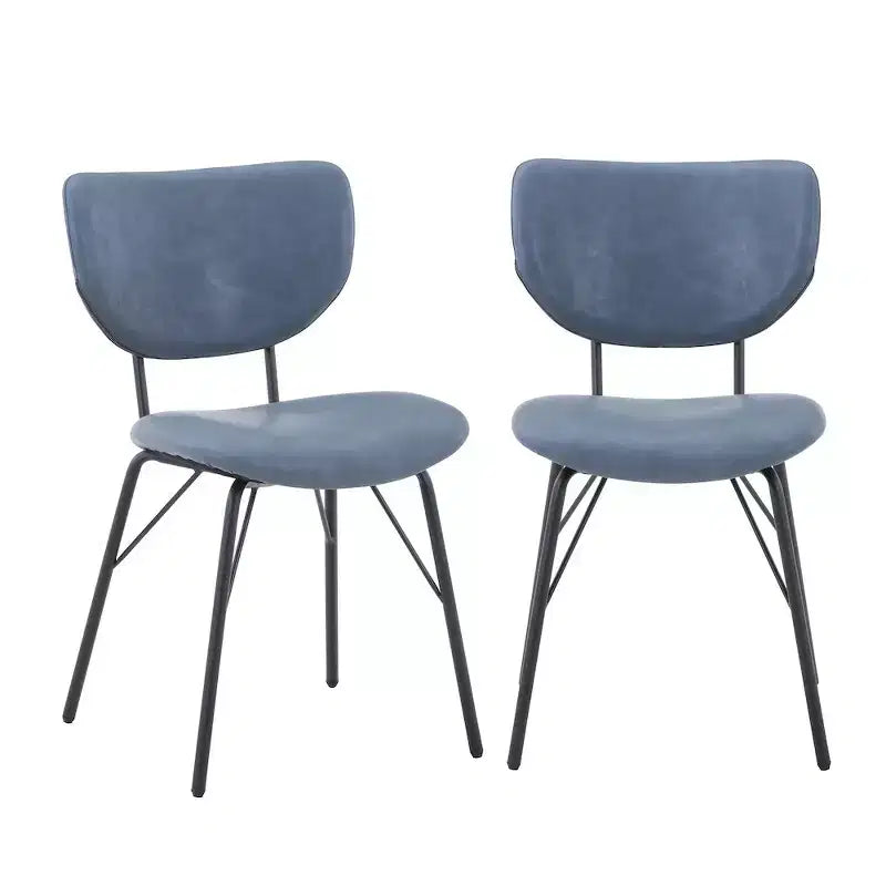 Jofran, Chaise de salle à manger capitonnée en similicuir, dossier fendu, style contemporain-moderne (lot de 2)