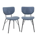 Jofran, Chaise de salle à manger capitonnée en similicuir, dossier fendu, style contemporain-moderne (lot de 2)