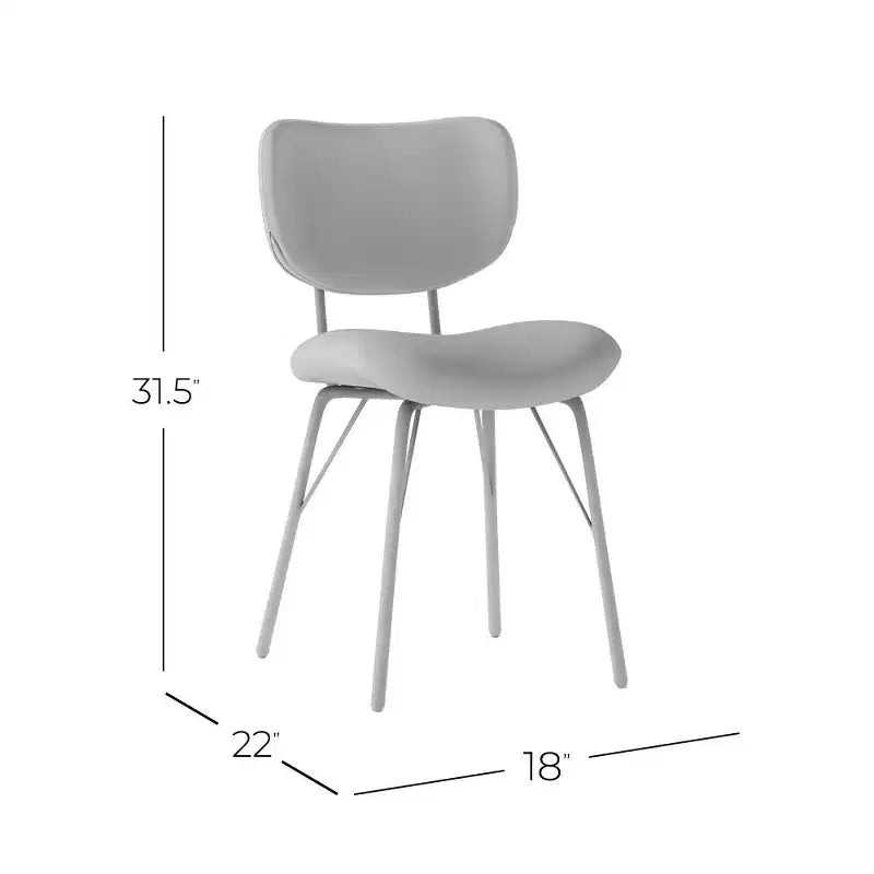 Jofran, Chaise de salle à manger capitonnée en similicuir, dossier fendu, style contemporain-moderne (lot de 2)