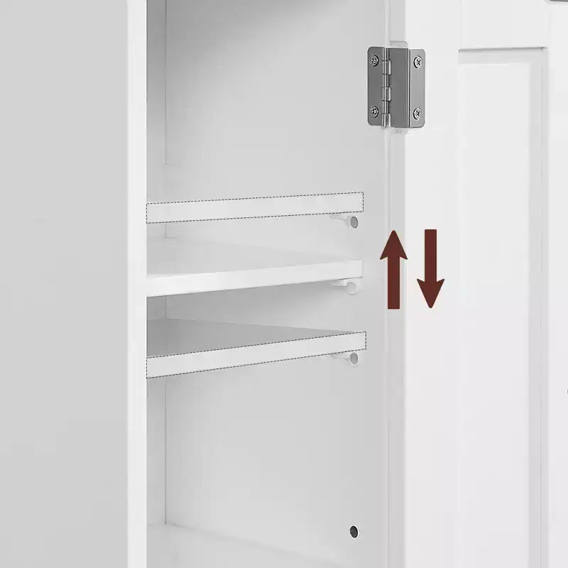 Meuble de Rangement Salle de Bain Étroit et Peu Encombrant avec Étagères Réglables et Porte, Organisateur de Sol pour Papier Toilette et Articles de Toilette, Conception Anti-Basculement