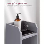 Meuble de Rangement Salle de Bain Étroit et Peu Encombrant avec Étagères Réglables et Porte, Organisateur de Sol pour Papier Toilette et Articles de Toilette, Conception Anti-Basculement
