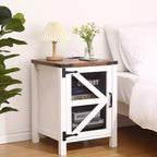 Table d'appoint de ferme, table de chevet rustique avec porte coulissante, petite table d'appoint de canapé en bois de 18 po avec rangement pour chambre à coucher et salon