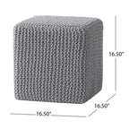 GDFStudio Chabani Pouf ottoman cubique moderne en tissu tricoté