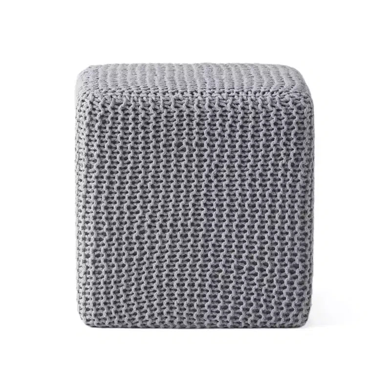 GDFStudio Chabani Pouf ottoman cubique moderne en tissu tricoté