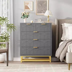 Commode à 5 tiroirs - Commode moderne grise avec base métallique pour chambre/salon/placard (Meuble de rangement, dimensions non spécifiées)