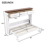 Lit mural escamotable Twin Size avec 3 tiroirs, lit-armoire pliable, blanc - ModernLuxe