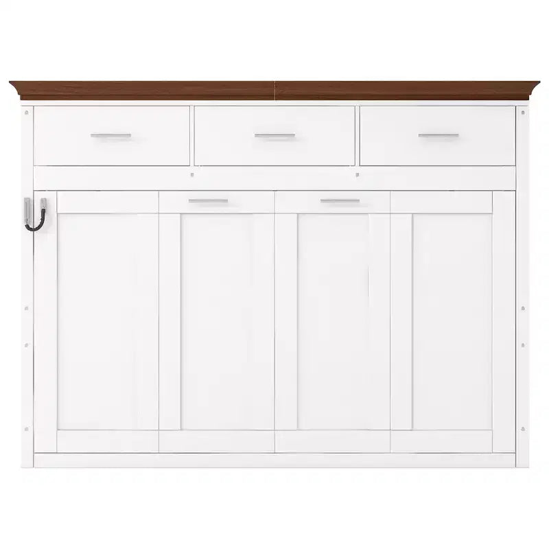 Lit mural escamotable Twin Size avec 3 tiroirs, lit-armoire pliable, blanc - ModernLuxe