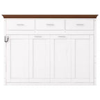 Lit mural escamotable Twin Size avec 3 tiroirs, lit-armoire pliable, blanc - ModernLuxe