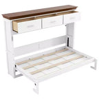 Lit mural escamotable Twin Size avec 3 tiroirs, lit-armoire pliable, blanc - ModernLuxe