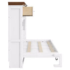 Lit mural escamotable Twin Size avec 3 tiroirs, lit-armoire pliable, blanc - ModernLuxe