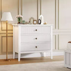 Commode à 3 tiroirs cannelée, commode de chevet de 80 cm de large pour chambre à coucher, commode moderne en bois, grande table de chevet peinte avec 3 tiroirs