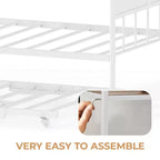 Lit de repos gigogne, lit de repos simple en métal avec tête de lit élégante, cadre de lit de canapé avec lit gigogne pliant relevable, plate-forme à lattes en acier robuste