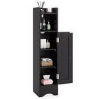 Costway Meuble de Rangement Salle de Bain avec Porte, Support Papier Toilette pour Petits Espaces Noir/Gris/Blanc