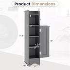 Costway Meuble de Rangement Salle de Bain avec Porte, Support Papier Toilette pour Petits Espaces Noir/Gris/Blanc