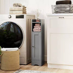 Costway Meuble de Rangement Salle de Bain avec Porte, Support Papier Toilette pour Petits Espaces Noir/Gris/Blanc