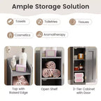 Costway Meuble de Rangement Salle de Bain avec Porte, Support Papier Toilette pour Petits Espaces Noir/Gris/Blanc