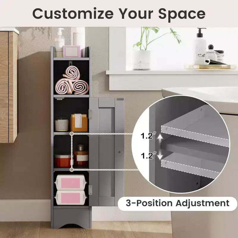 Costway Meuble de Rangement Salle de Bain avec Porte, Support Papier Toilette pour Petits Espaces Noir/Gris/Blanc