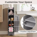 Costway Meuble de Rangement Salle de Bain avec Porte, Support Papier Toilette pour Petits Espaces Noir/Gris/Blanc